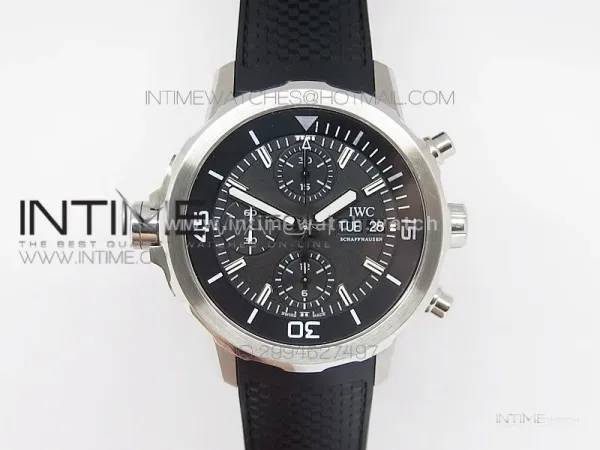 Aquatimer Costeau Diver Chrono SS Black Dial on Black Rubber Strap A7750