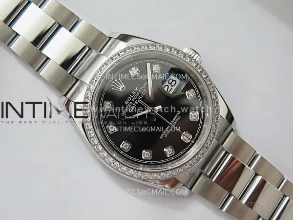 DateJust 126284 Diamond Bezel 904L SS V2 VSF 1:1 Best Edition Black Dial Diamond Marker On Oyster Bracelet DD3235