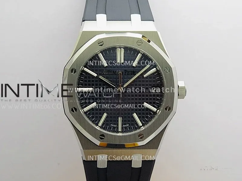 Royal Oak 41mm 15510 SS DDF 1:1 Best Edition Blue Dial On Blue Rubber Strap Super Clone DD4302