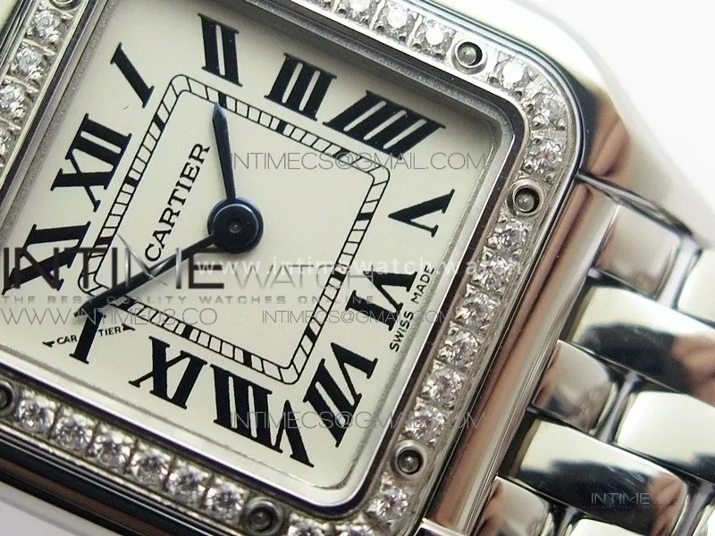 Panthère Secrete Ladies 22mm Diamond Bezel SS 8848F 1:1 Best Edition White Dial on SS Bracelet Ronda Quartz