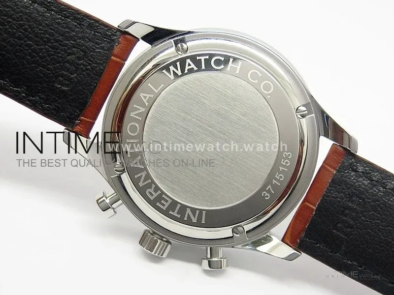Portuguese 40mm Chrono SS Gray Dial Sliver subdial on Leather Strap A7750
