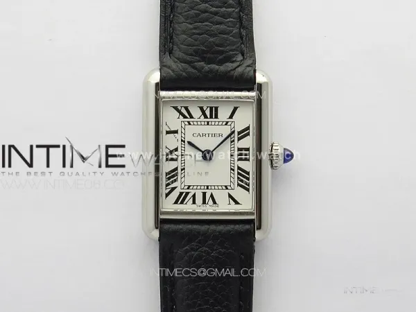 Tank Louis Ladies 22mm SS 8848F 1:1 Best Edition White Dial on Black Leather Strap Ronda Quartz