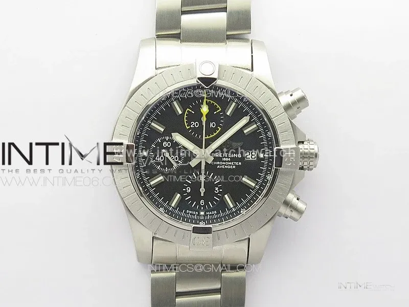 Avenger Chrono SS Yellow Second hand B50 Black Dial on SS Bracelet A7750