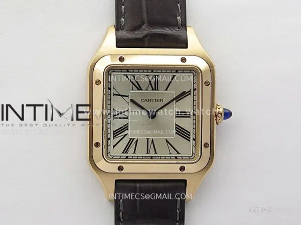 Santos Dumont 43.5mm RG F1F Best Edition Silver Dial on Brown Leather Strap Quartz