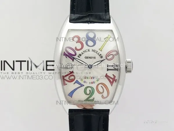 Crazy Hours Real Jumping Hour SS ABF White Dial Colorful Markers on Black Leather Strap A23J