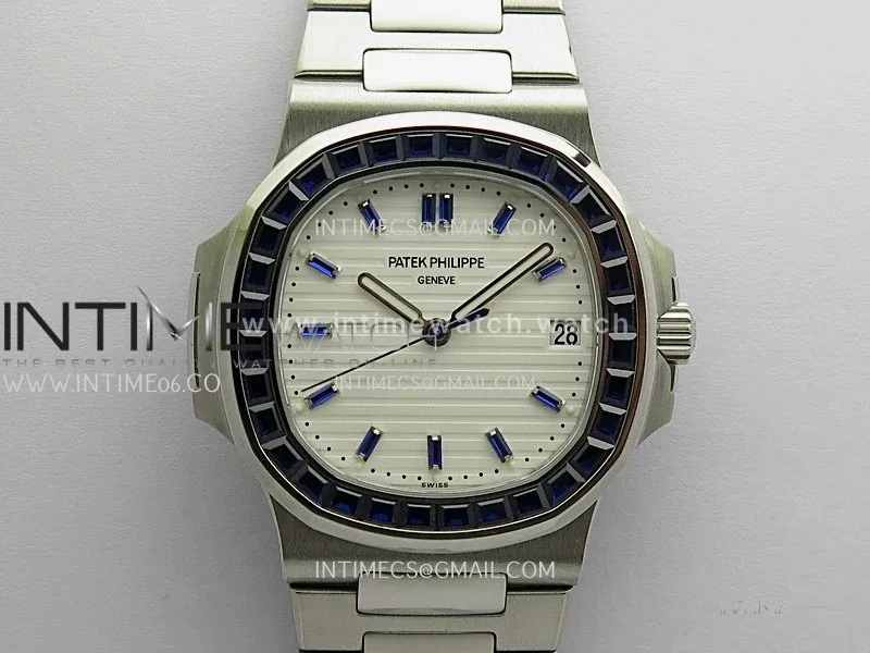 Nautilus 5711/1A Blue T Diamond SS GRF 1:1 Best Edition White Textured Dial On SS Bracelet Asian 26-330