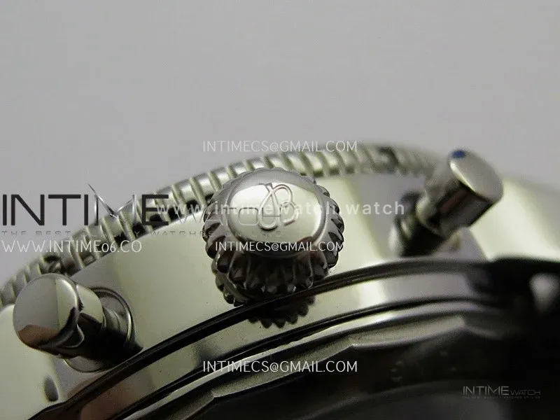 SuperOcean Heritage Chrono 42mm Black Ceramic Bezel B50 Blue Dial On SS Mesh Bracelet A7750