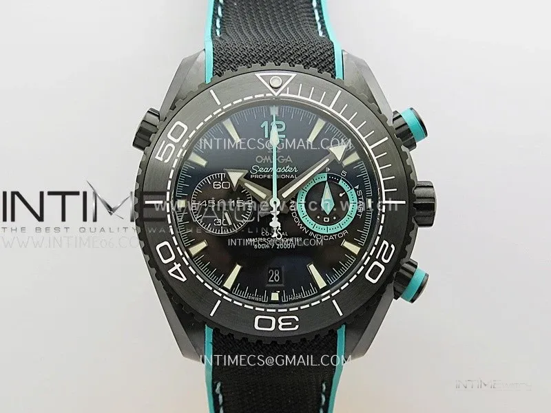 Planet Ocean Master Chrono Deep Black Ceramic SCF 1:1 Best Edition Black Dial on Black Rubber Strap A9900