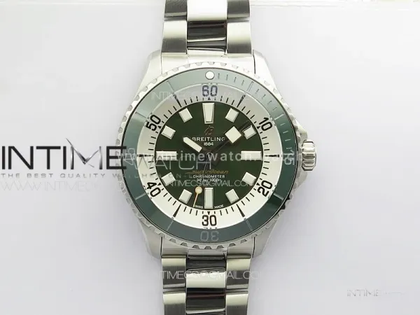 SuperOcean Automatic 44 Green Ceramic Bezel TF 1:1 Best Edition Green Dial on SS Bracelet A2824