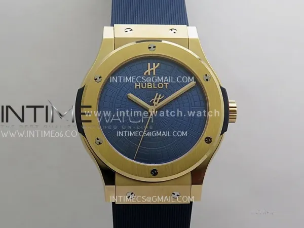 Classic Fusion 42mm RG JJZF 1:1 Best Edition Blue Textured Dial On Blue Rubber Strap Asian SW300