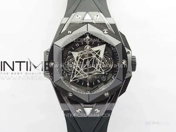 Big Bang Sang Bleu II Black Ceramic BBF Best Edition on Black Rubber Strap A1240