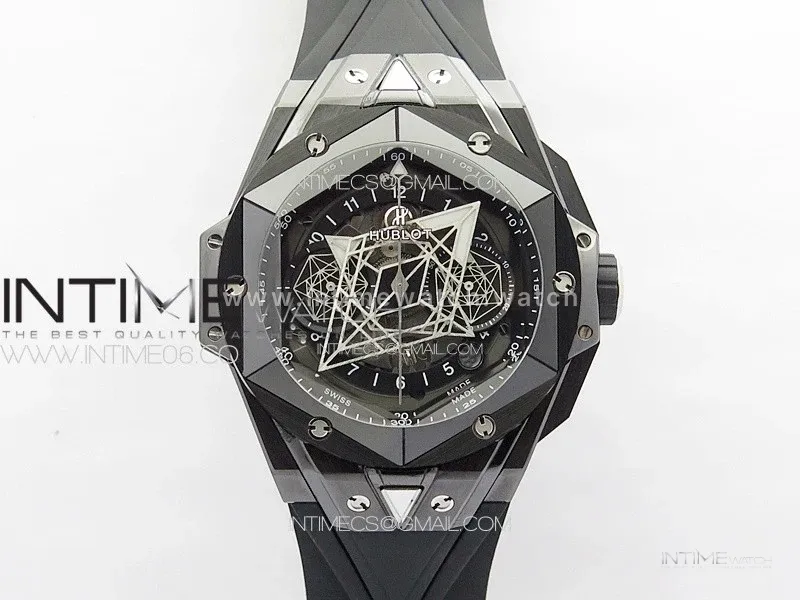 Big Bang Sang Bleu II Black Ceramic BBF Best Edition on Black Rubber Strap A1240