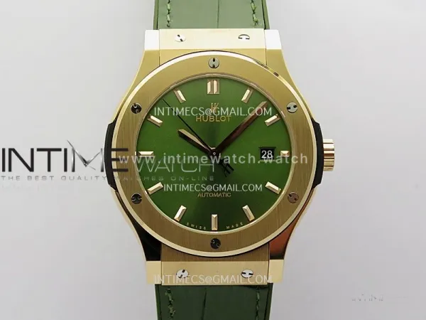 Classic Fusion 42mm RG JJZF 1:1 Best Edition Green Dial On Green Gummy Strap