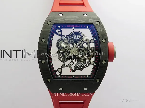 RM055 Black NTPT Black Inner Bezel GTF Best Skeleton Dial Red Rubber Strap RMUL2 Super Clone (Free Sprung)
