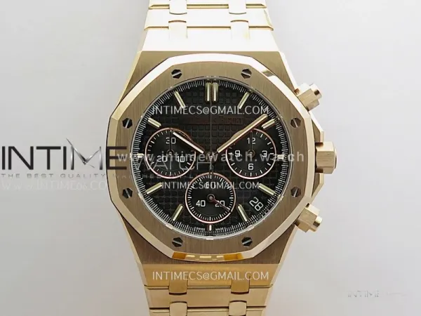 Royal Oak Chrono 26240 RG Gain Weight V2 DDF 1:1 Best Edition Black Dial RG Bracelet Super Clone DD4401 (SW Dial)
