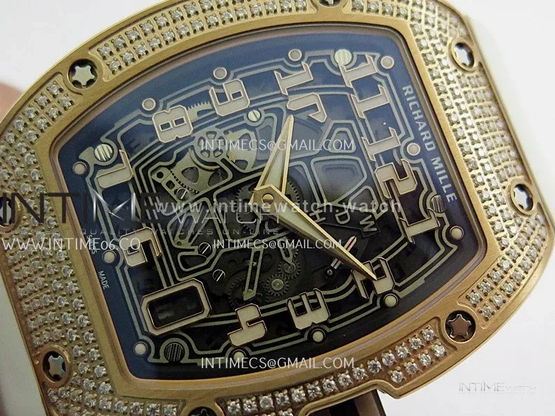 Mille Studio RM67-01 Real Power Reserve RG Black Skeleton Dial On White Rubber Strap CRMA7 Clone (Free Velcro Strap And Tool)