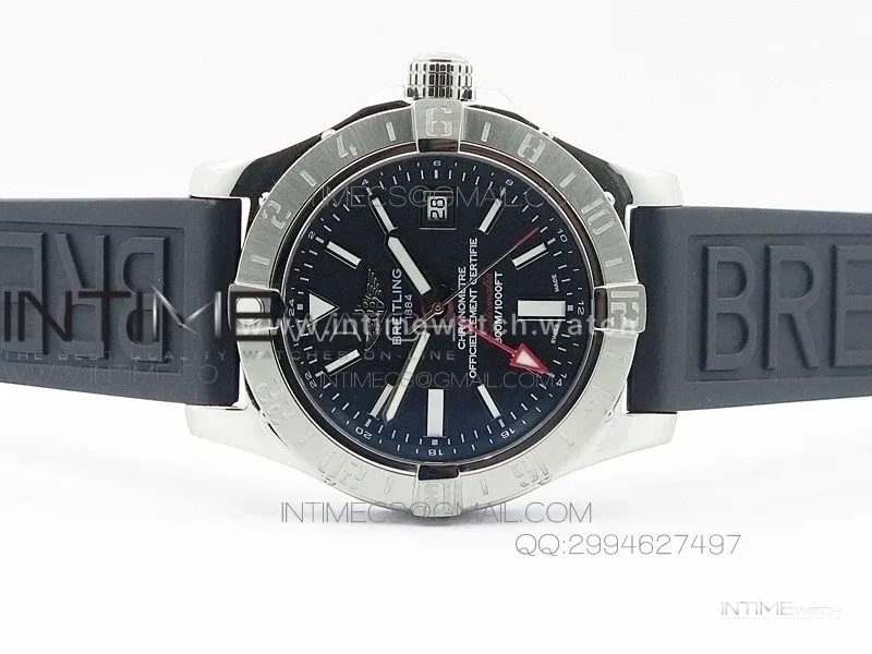 Avenger GMT SS Black Sticks Marker Dial on Rubber strap A2836