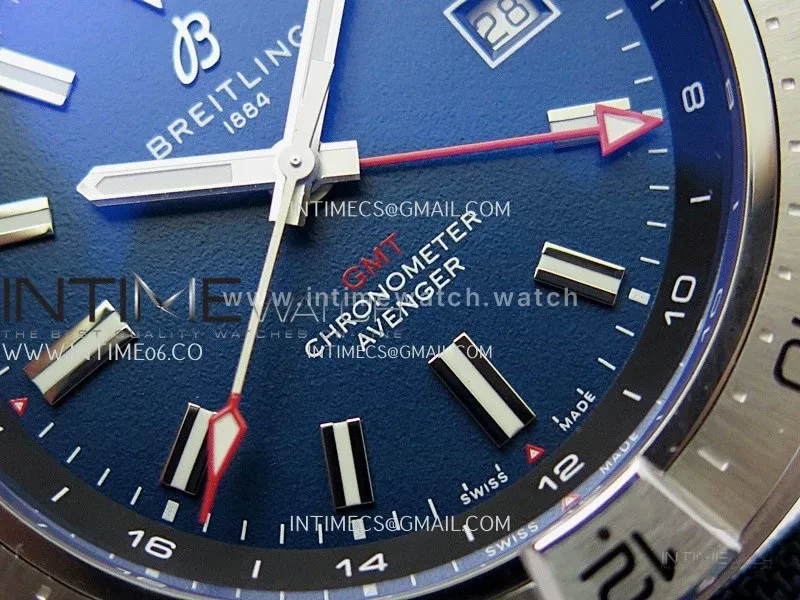 Avenger Chronometer 45mm GMT SS B50F 1:1 Best Edition Blue Dial On Blue Nylon Strap A2824