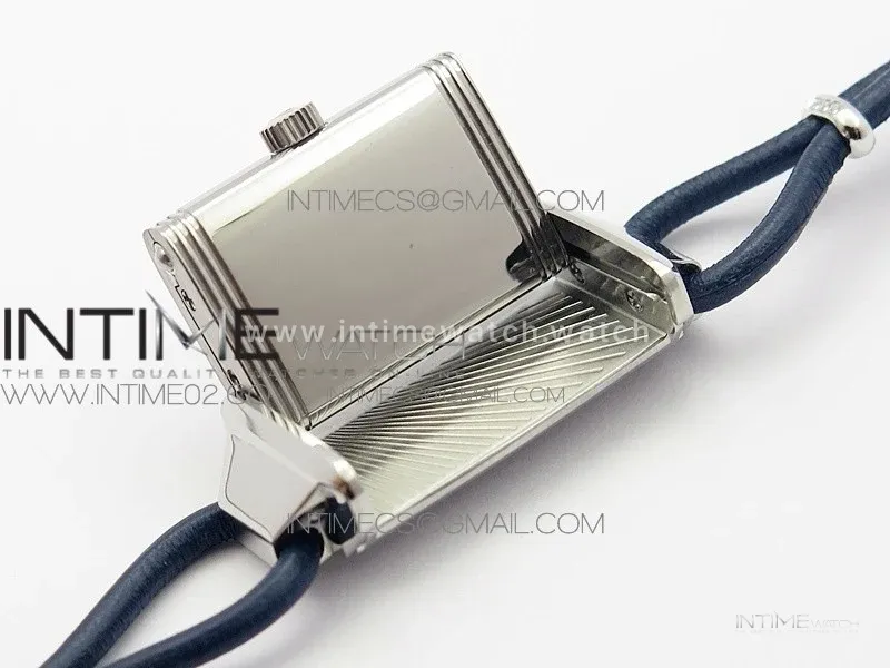 Reverso Ultra Thin Duoface SS SWF White Dial on Line Blue Leather Strap Ronda Quartz