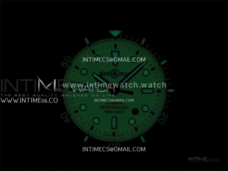 Instruments BR03A-D Ceramic M+F 1:1 Best Edition Green Lumed Dial on Rubber Strap MIYOTA 9015 (Free Nylon Strap) V3