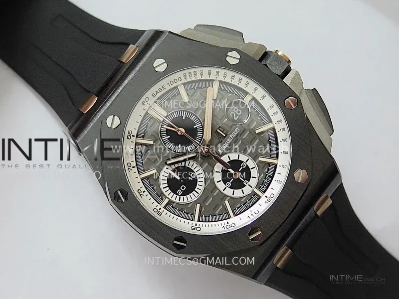 Royal Oak Offshore 44mm Black Ceramic JF 1:1 Best Edition Gray Dial On Black Rubber Strap A3126