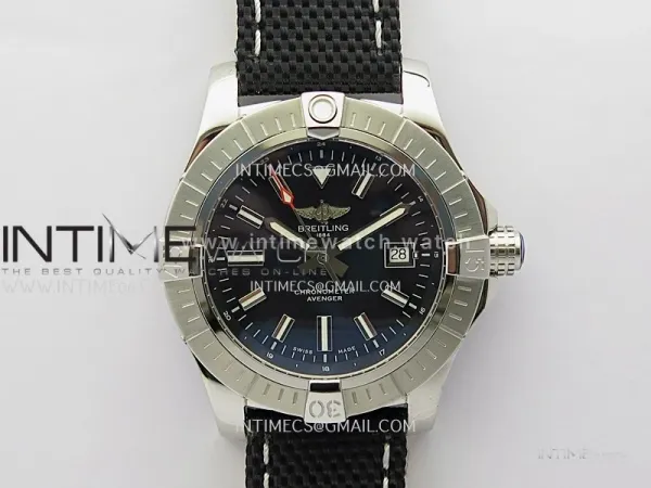 Avenger Automatic 43mm SS TF 1:1 Best Edition Black Dial Stick Marker on Black Nylon Strap A2824