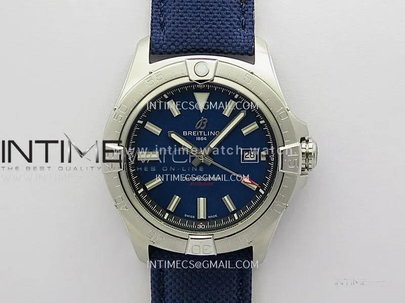 Avenger Chronometer 42mm SS BLSF 1:1 Best Edition Blue Dial On Blue Nylon Strap A2824