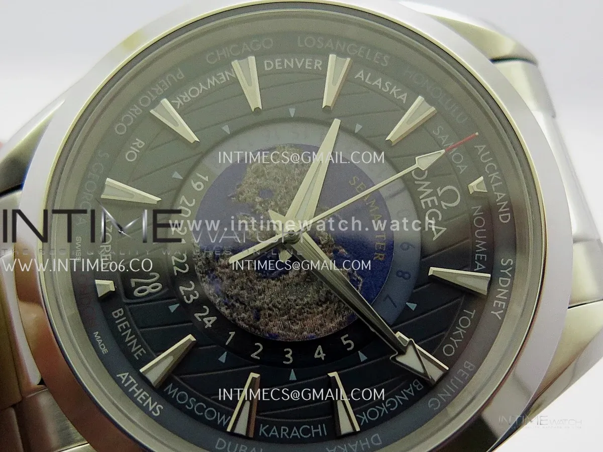 Aqua Terra 150M World Time 24 Hours SS VRS 1:1 Best Edition Blue Dial On SS Bracelet Super Clone 8938