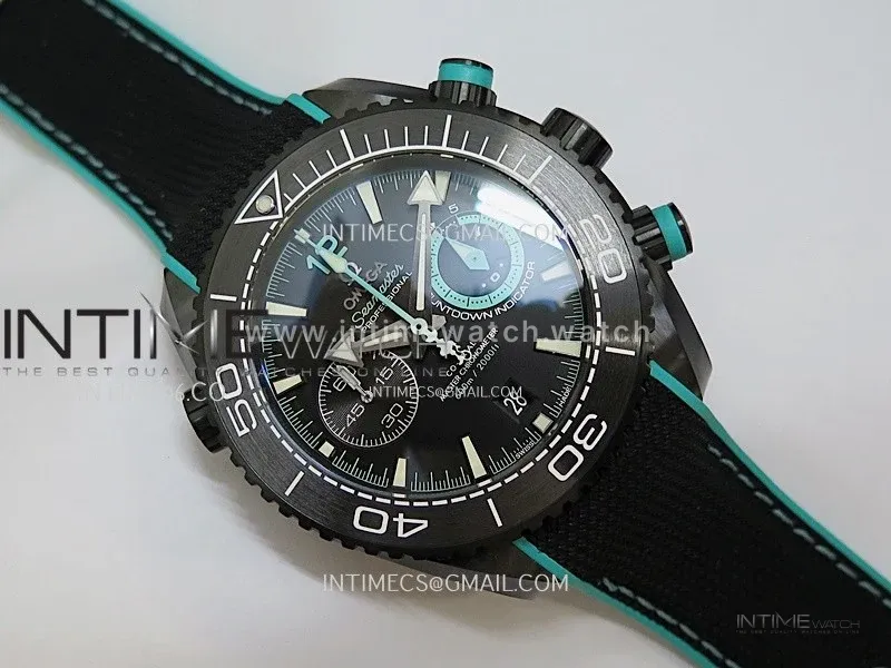 Planet Ocean Master Chrono Deep Black Ceramic SCF 1:1 Best Edition Black Dial on Black Rubber Strap A9900
