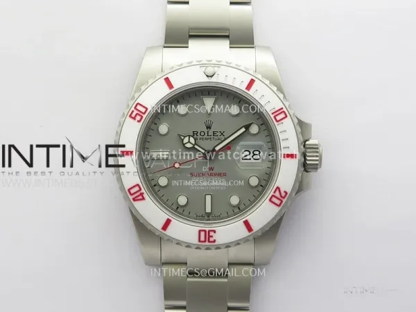 Submariner DIW Sandblasted White Ceramic Bezel VSF 1:1 Best Edition Gray Dial on SS Bracelet VS3135