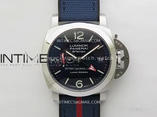 PAM1404 Z GMT SS VSF 1:1 Best Edition Blue Dial on Blue Rubber Strap Asian P900