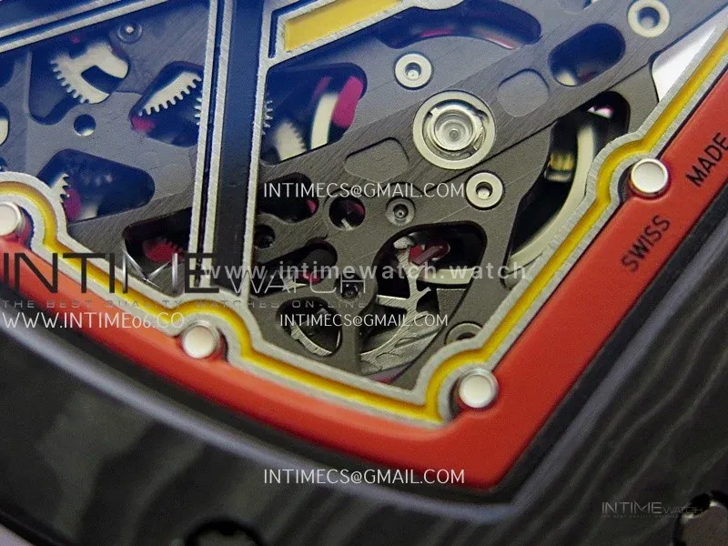 RM67-02 Alexander Black NTPT Umi Office 1:1 Beat Edition Black/Red/Yellow Skeleton Dial On Red Nylon Strap CRMA7 Clone V2