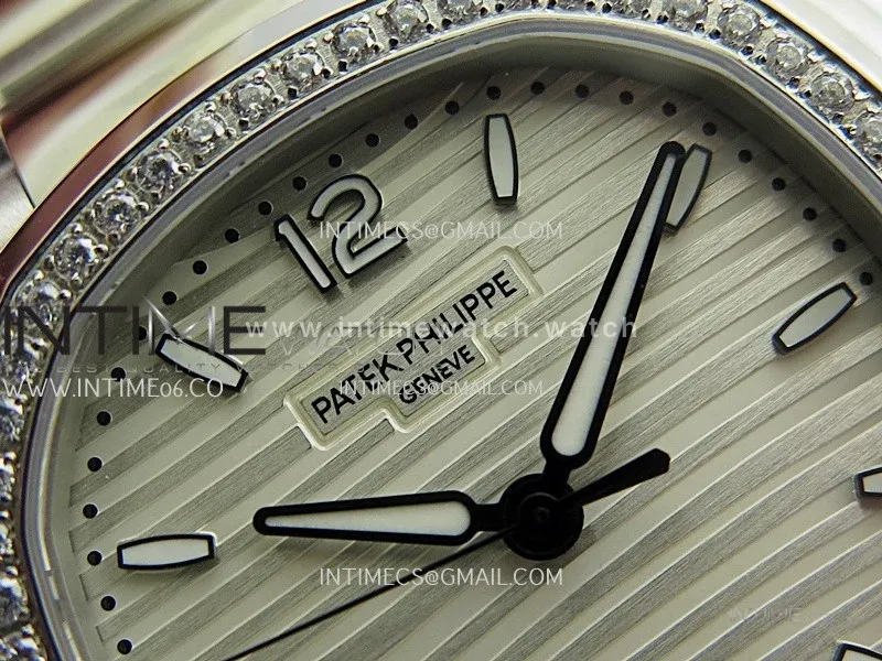 Nautilus 7118 Ladies Diamond Bezel SS DDF 1:1 Best Edition Silver Dial On SS Bracelet Super Clone DD324