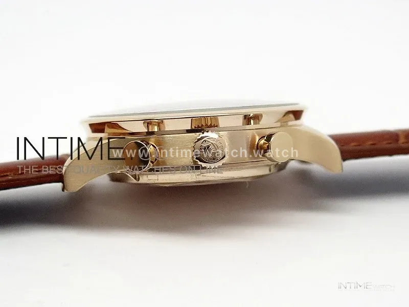 Portuguese 40mm Chrono RG White Dial on Leather Strap A7750