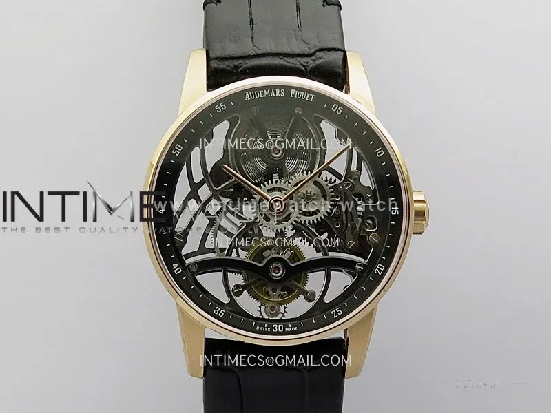 Code 11.59 26600OR RG APPF Best Edition Black Skeleton Dial On Black Leather Strap Asian Tourbillon