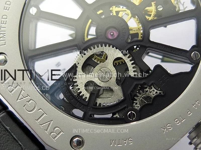 Octo 102910 SS AXF Best Edition Skeleton Dial on Black Leather Strap Asian BVL206 Tourbillon Movement
