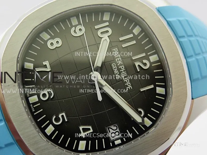 Aquanaut 5167 SS DDF 1:1 Best Edition Black Dial On Blue Rubber Strap Super Clone DD324