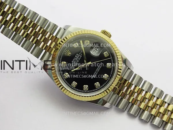 DateJust 36mm 126233 SS/YG V2 QF 1:1 Best Edition Black Dial Diamond Marker On SS/YG Jubilee Bracelet SH3235