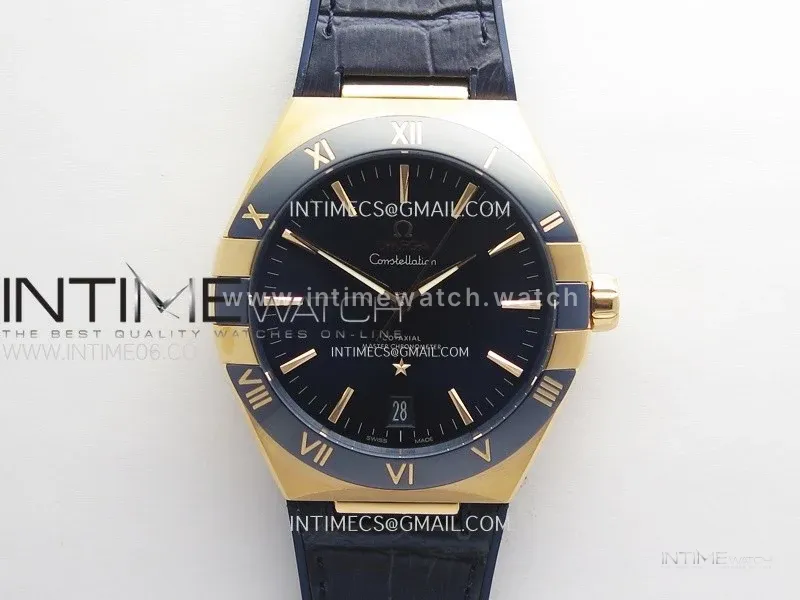 Constellation 41mm Blue Ceramic Bezel RG VSF 1:1 Best Edition Blue Dial on Blue Gummy Strap A8900