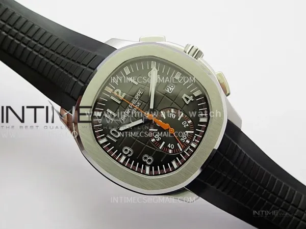 Aquanaut 5968 SS P1F Best Edition Gray Dial On Black Rubber Strap A520 (Free Orange Rubber Strap)