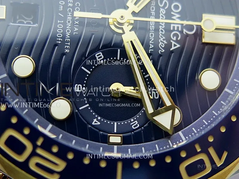 Seamaster 300M Chrono Blue Ceramic Bezel SS/YG N1F 1:1 Best Edition Blue Dial on Blue Rubber Strap A9900