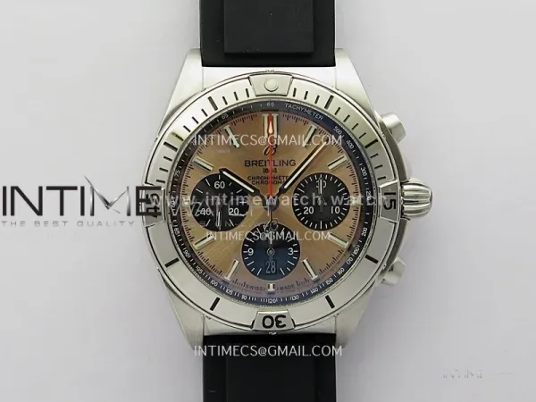 Chronomat B01 42mm SS TF 1:1 Best Edition Copper Dial on Black Rubber Strap A7750