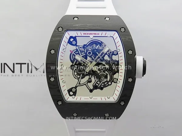RM055 White Inner Bezel Black Crown NTPT/NTPT ZF 1:1 Best Edition on White Rubber Strap RMUL2 Super Clone