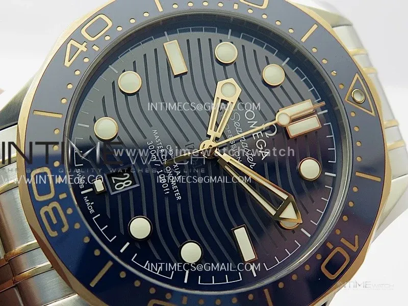 Seamaster Diver 300M Blue Ceramic Bezel SS/RG V4 VSF 1:1 Best Edition Blue Dial On SS/RG Bracelet Super Clone Asian 8800