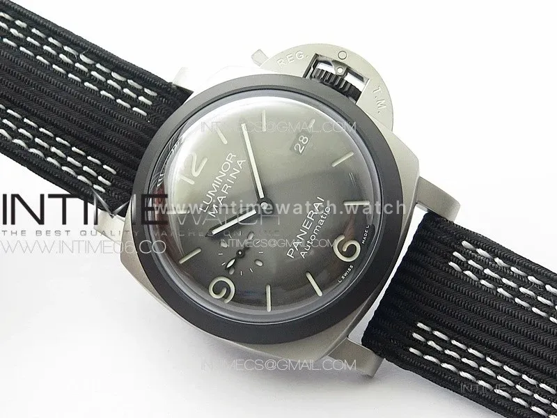 PAM1122 SS/DLC TTF 1:1 Best Edition Gray Dial on Black/Blue Leather Strap P9010