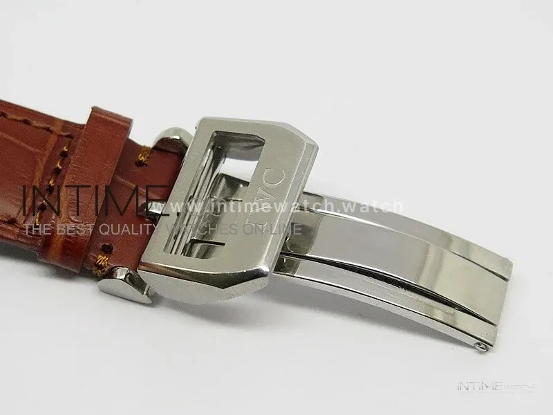 Portuguese 40mm Chrono SS Gray Dial Sliver subdial on Leather Strap A7750