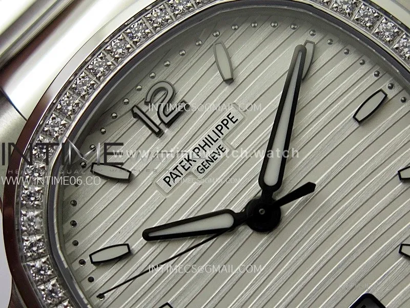 Nautilus 7118 New Version Ladies Diamonds Bezel PPF 1:1 Best Edition White Dial on SS Bracelet A324 Super Clone