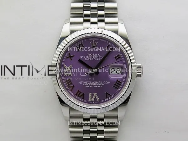DateJust 126234 904L SS JDF 1:1 Best Edition Purple Dial Roman Markers on Jubilee 904L SS Bracelet