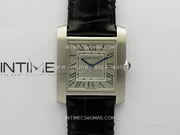 Tank Francaise Ladies 27mm SS 8848F 1:1 Best Edition Silver Dial on Black Leather Strap Ronda Quartz V2