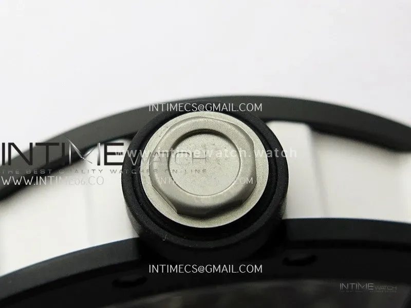 RM055 Black Crown White Inner Black/White Ceramic ZF 1:1 Best Edition Skeleton Dial On Black Rubber Strap RMUL2 Super Clone